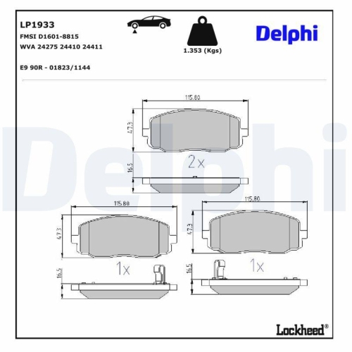 DELPHI Bremsbelagsatz, Scheibenbremse