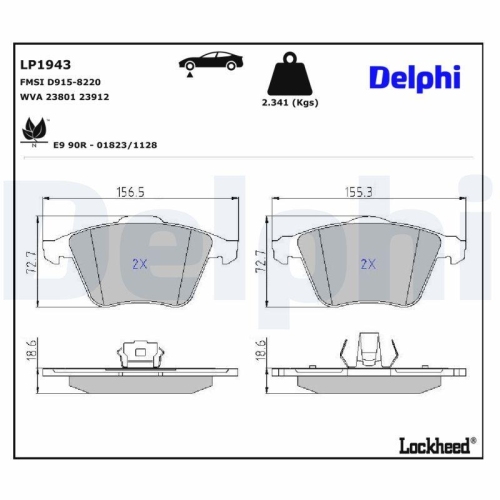 DELPHI Bremsbelagsatz, Scheibenbremse