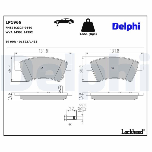 DELPHI Bremsbelagsatz, Scheibenbremse