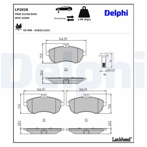 DELPHI Bremsbelagsatz, Scheibenbremse