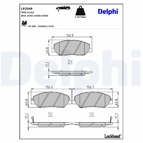 DELPHI Bremsbelagsatz, Scheibenbremse
