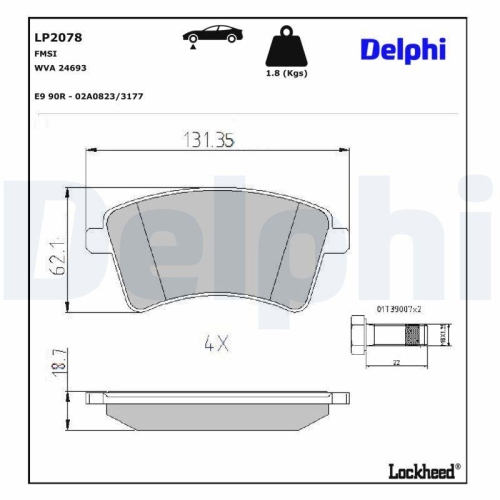 DELPHI Bremsbelagsatz, Scheibenbremse