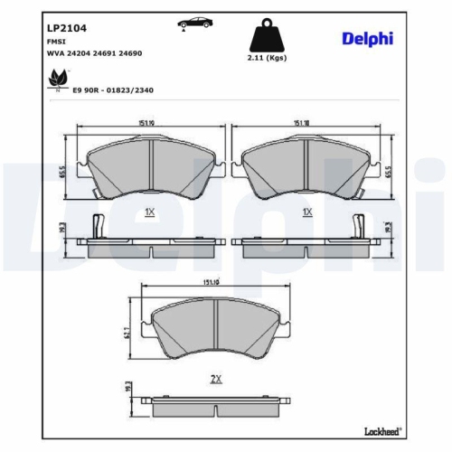 DELPHI Bremsbelagsatz, Scheibenbremse