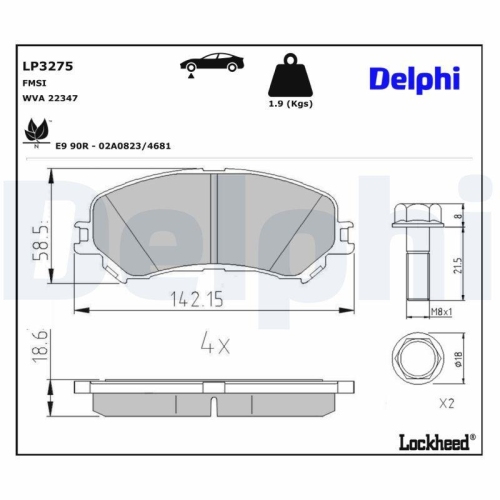 DELPHI Bremsbelagsatz, Scheibenbremse