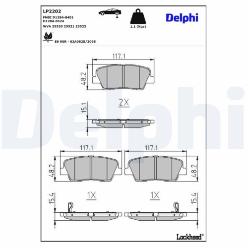 DELPHI Bremsbelagsatz, Scheibenbremse