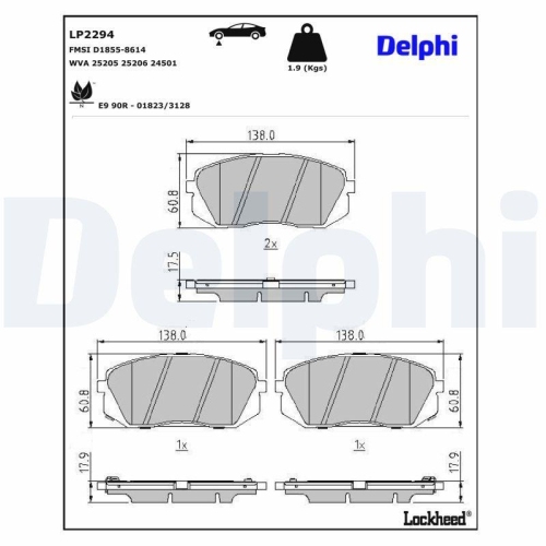 DELPHI Bremsbelagsatz, Scheibenbremse