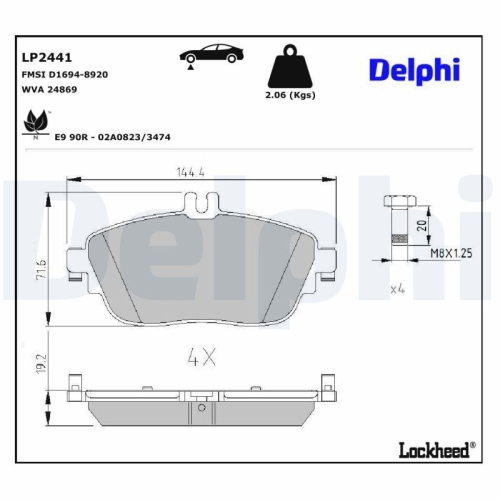 DELPHI Bremsbelagsatz, Scheibenbremse