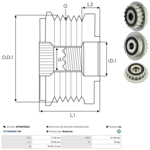 AS-PL Generatorfreilauf Ina