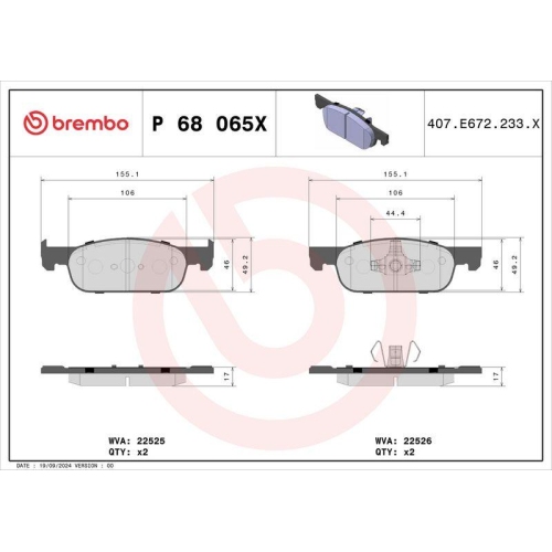 BREMBO Bremsbelagsatz, Scheibenbremse XTRA LINE