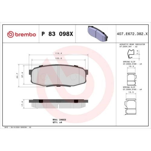 BREMBO Bremsbelagsatz, Scheibenbremse XTRA LINE