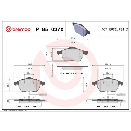 BREMBO Bremsbelagsatz, Scheibenbremse XTRA LINE