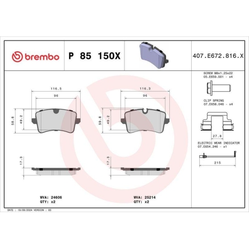 BREMBO Bremsbelagsatz, Scheibenbremse XTRA LINE