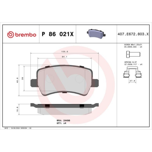 BREMBO Bremsbelagsatz, Scheibenbremse XTRA LINE