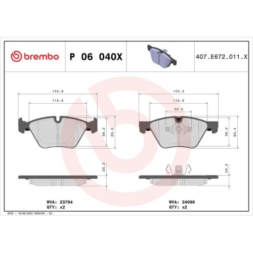 BREMBO Bremsbelagsatz, Scheibenbremse XTRA LINE