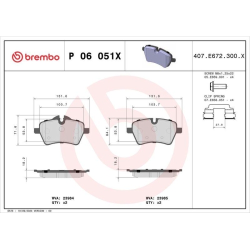 BREMBO Bremsbelagsatz, Scheibenbremse XTRA LINE