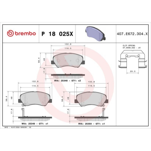 BREMBO Bremsbelagsatz, Scheibenbremse XTRA LINE