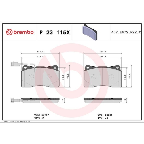 BREMBO Bremsbelagsatz, Scheibenbremse XTRA LINE