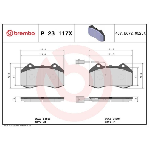 BREMBO Bremsbelagsatz, Scheibenbremse XTRA LINE