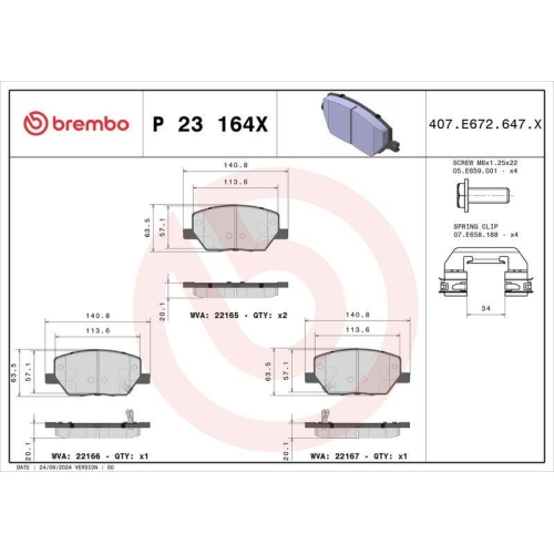 BREMBO Bremsbelagsatz, Scheibenbremse XTRA LINE