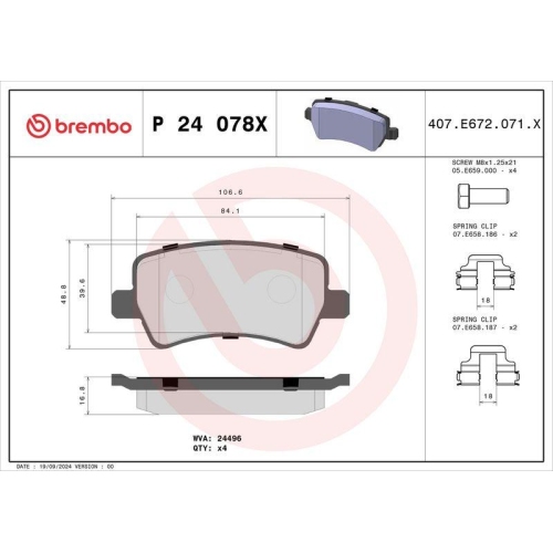 BREMBO Bremsbelagsatz, Scheibenbremse XTRA LINE