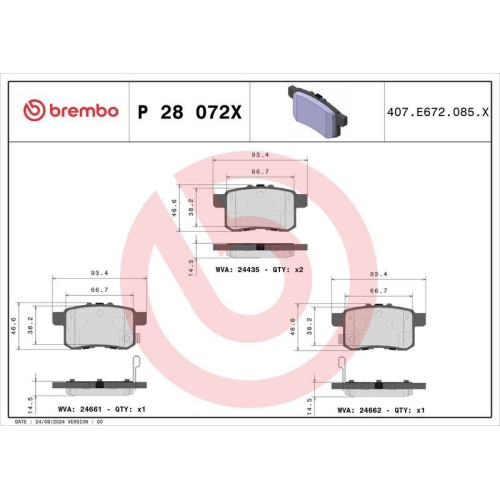 BREMBO Bremsbelagsatz, Scheibenbremse XTRA LINE