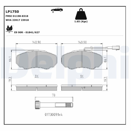 DELPHI Bremsbelagsatz, Scheibenbremse