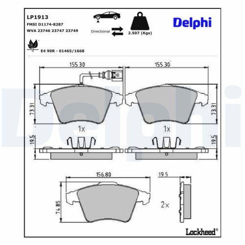 DELPHI Bremsbelagsatz, Scheibenbremse