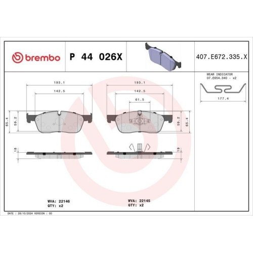 BREMBO Bremsbelagsatz, Scheibenbremse XTRA LINE