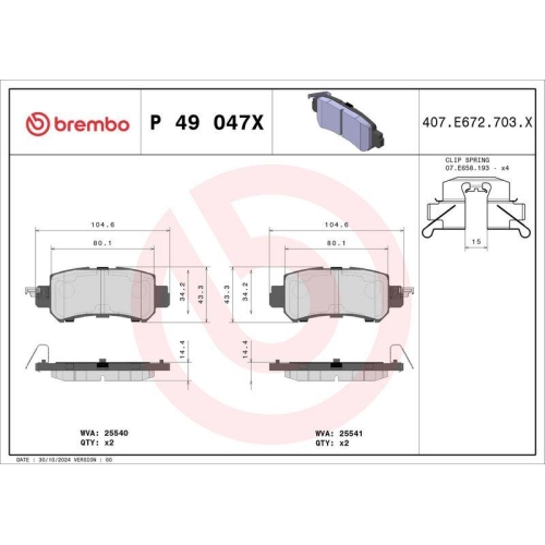 BREMBO Bremsbelagsatz, Scheibenbremse XTRA LINE