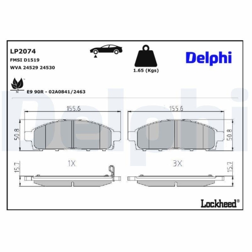 DELPHI Bremsbelagsatz, Scheibenbremse