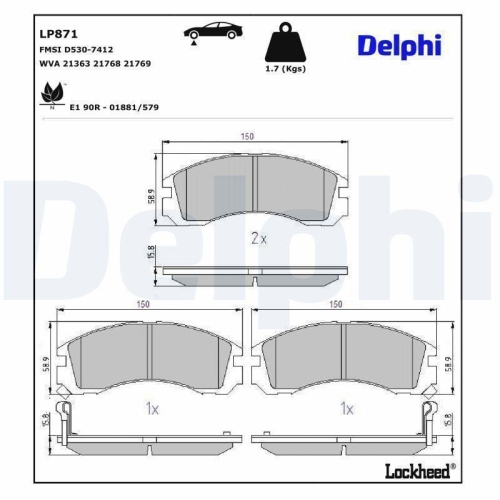 DELPHI Bremsbelagsatz, Scheibenbremse