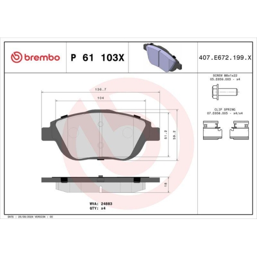 BREMBO Bremsbelagsatz, Scheibenbremse XTRA LINE